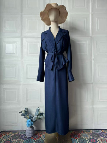 2025 New Women's Casual Strapped Open-Shirt Blouse Dress Suit
